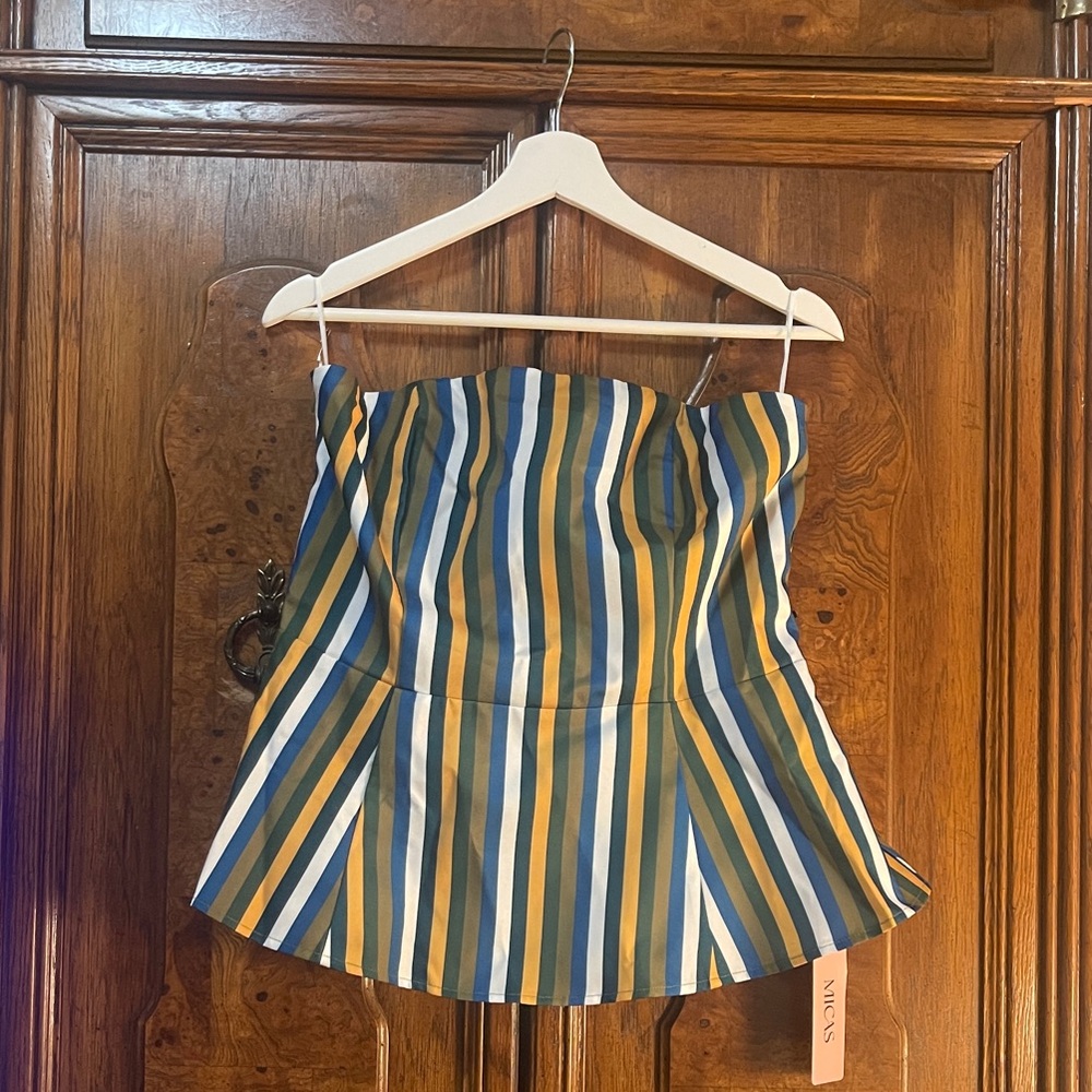 Stylish Multicolor Striped Strapless Top